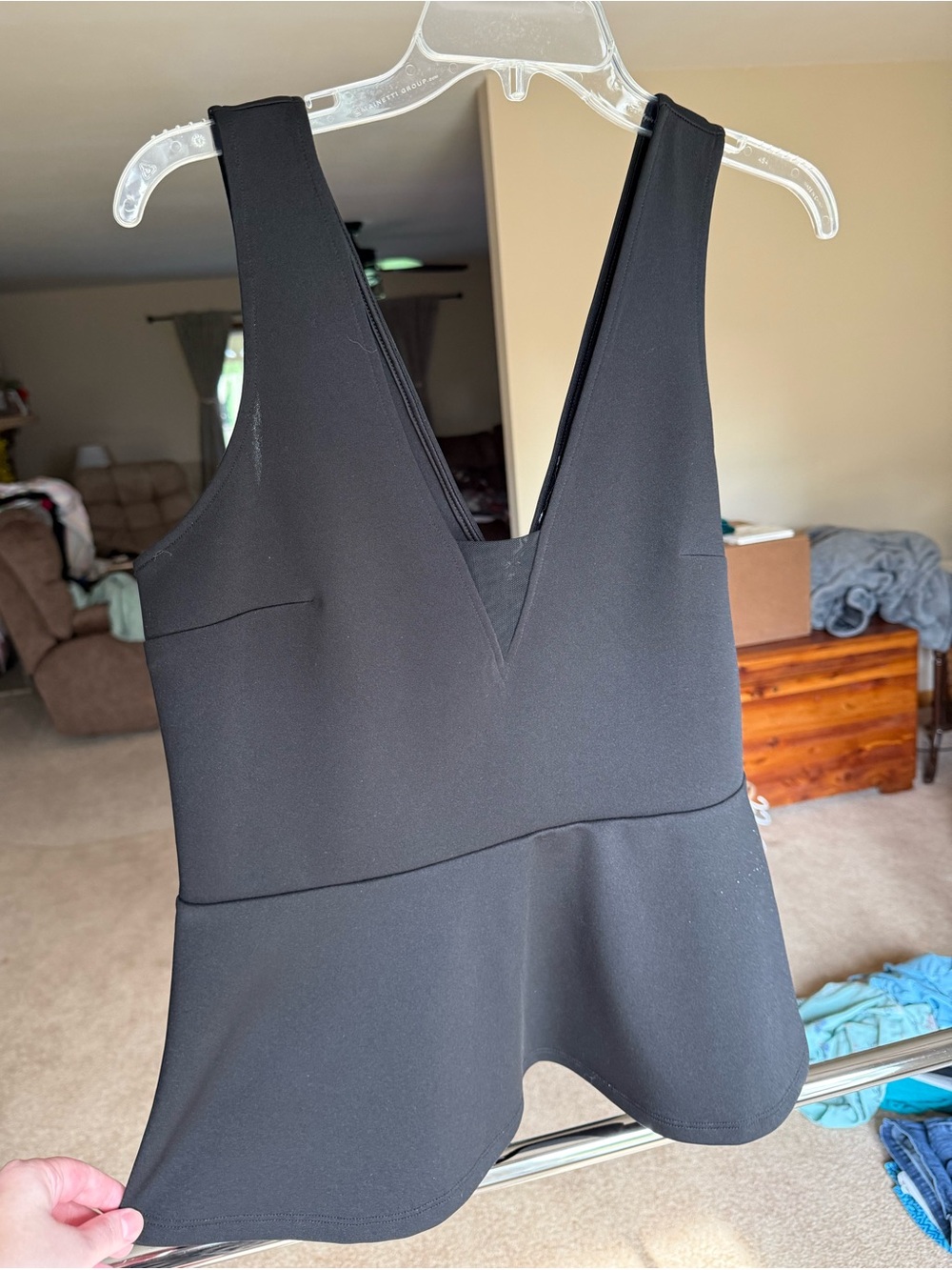 Express peplum mesh v cut top